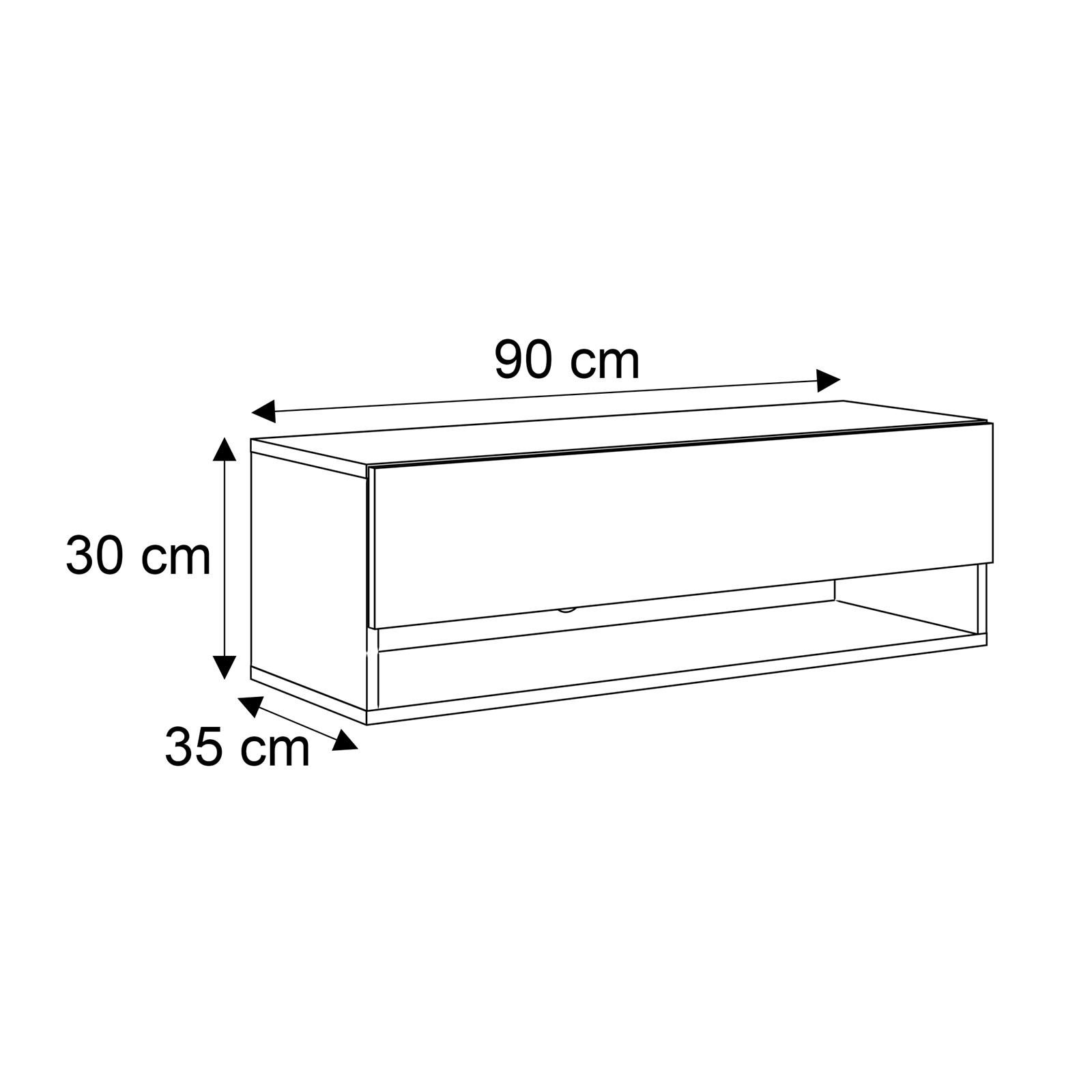 Szafka wisząca RTV CALANTE 90 cm z oświetleniem LED