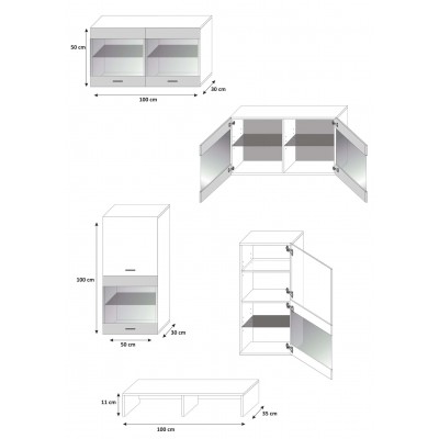 Meblościanka BETA FIOLET wysoki połysk LED