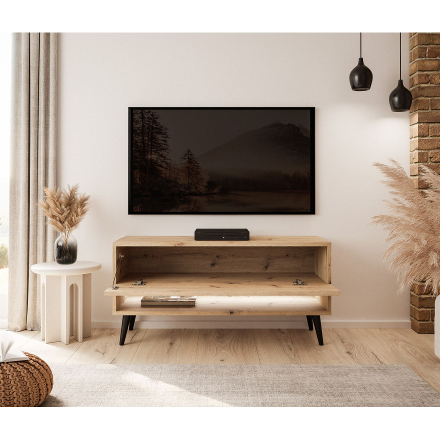 Szafka RTV CALANTE LOFT na nóżkach z oświetleniem LED