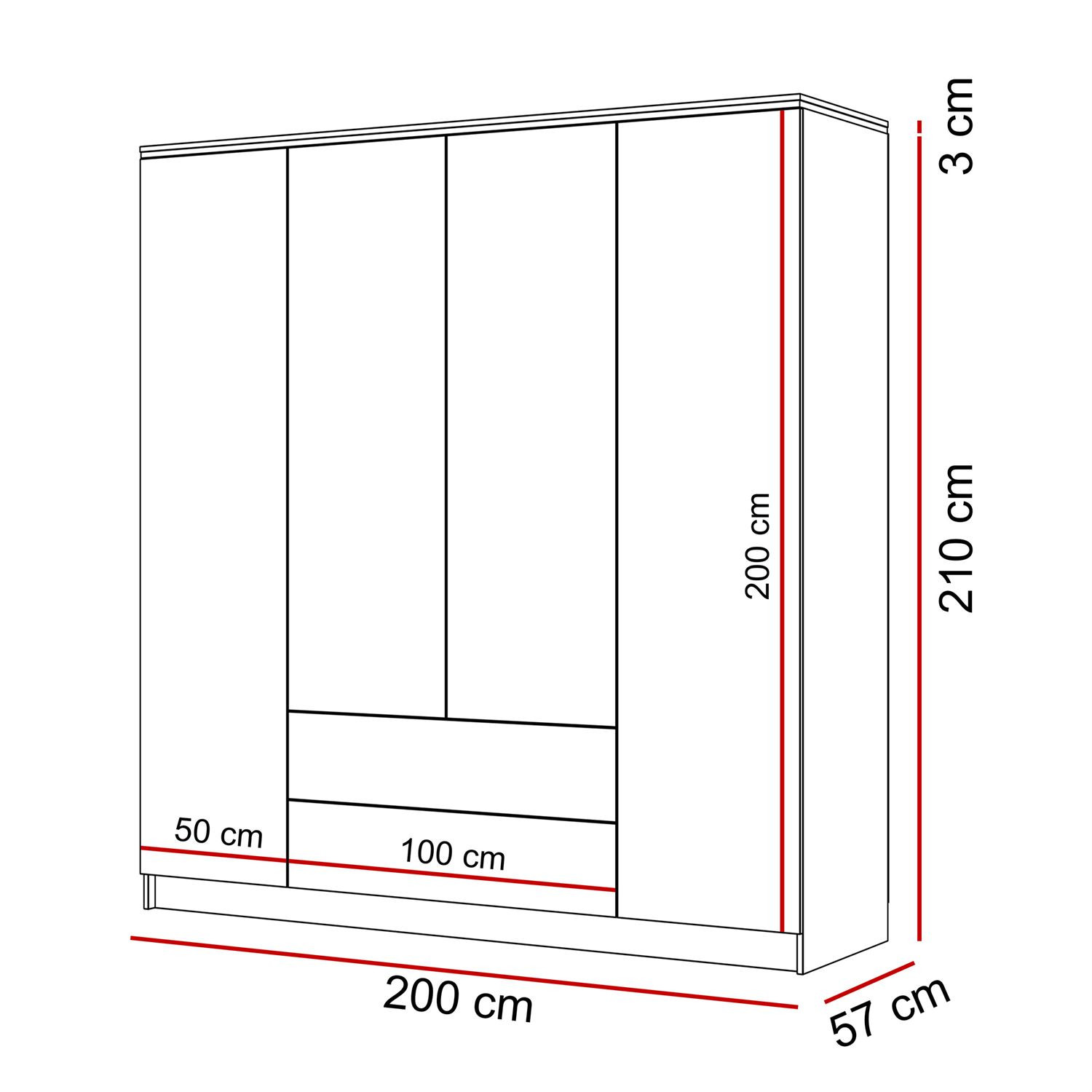 Szafa AURORA 4D2SZ KASZMIR z szufladami