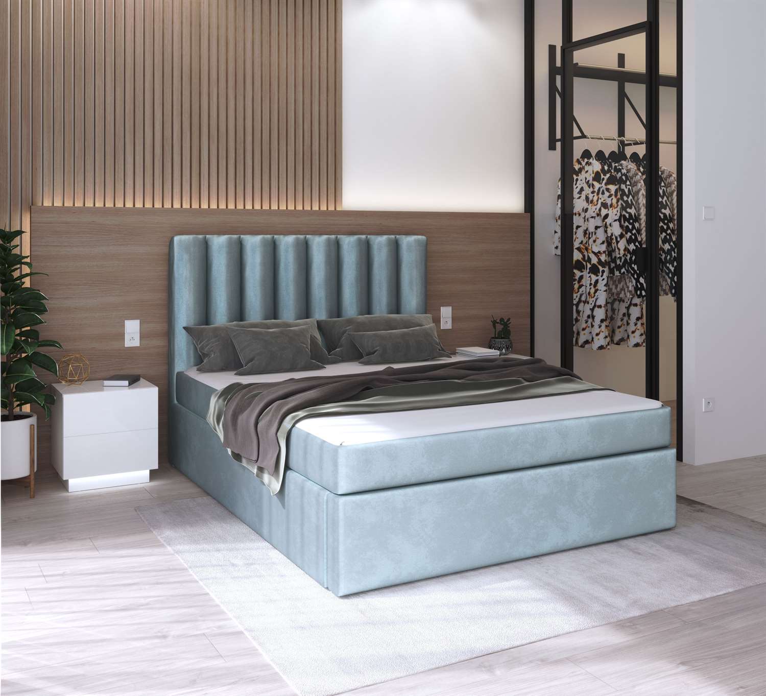 Łóżko kontynentalne ____ z materacem