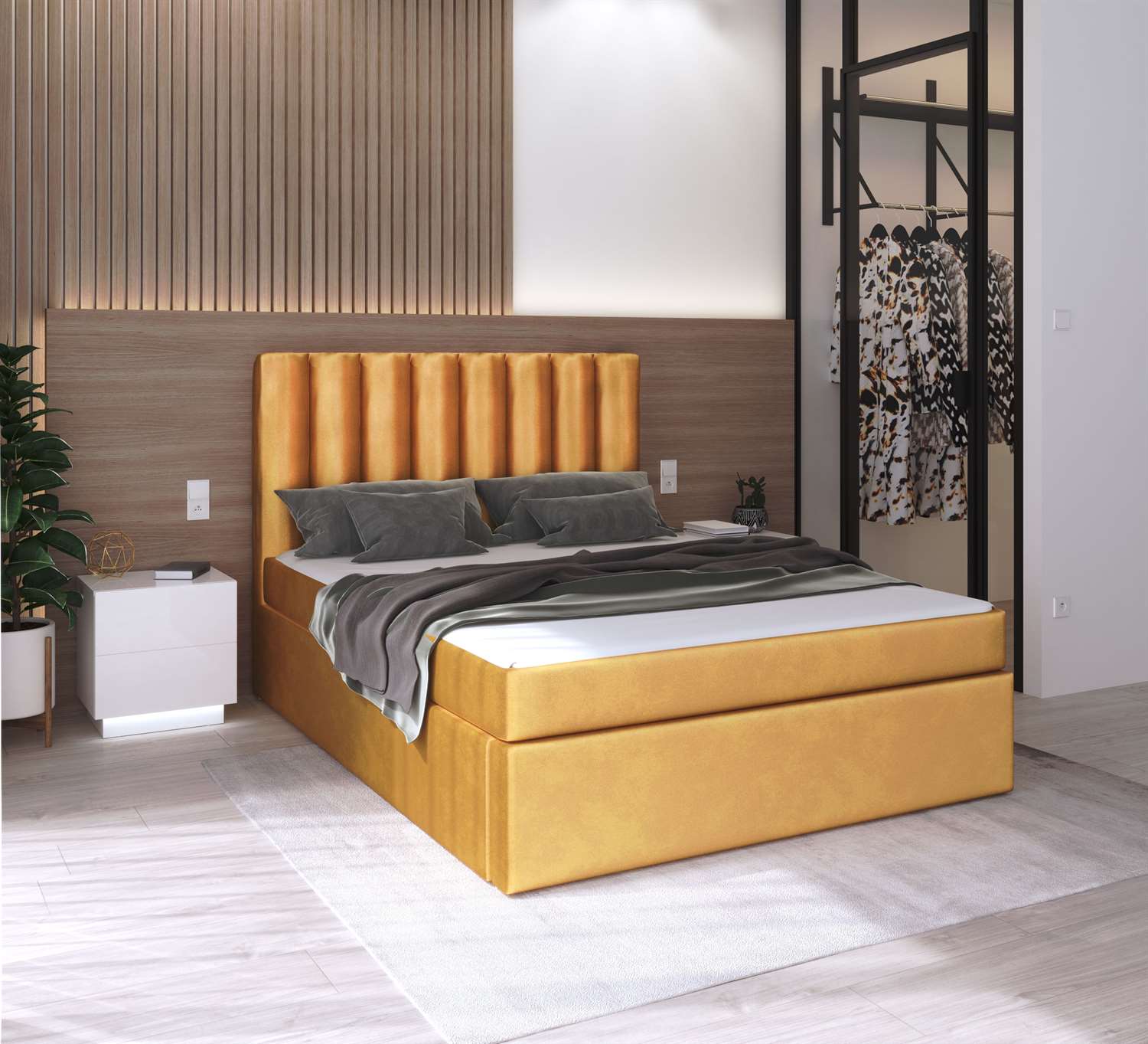 Łóżko kontynentalne ____ z materacem