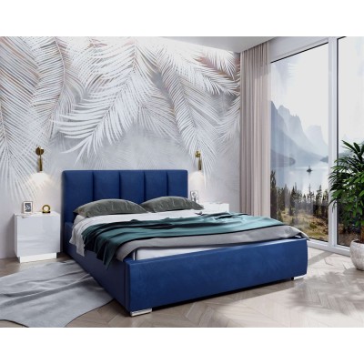 Łóżko tapicerowane SALOME z pojemnikiem French Velvet 671 granatowy