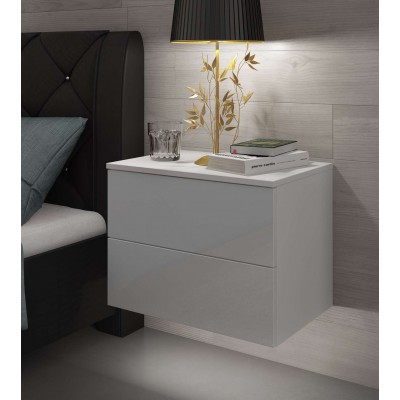 Stolik nocny LINA II - podwieszany + LED, wysoki połysk