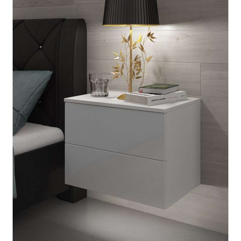 Stolik nocny LINA II - podwieszany + LED, wysoki połysk