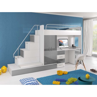 Łóżko piętrowe dziecięce RAJ 5 wysoki połysk