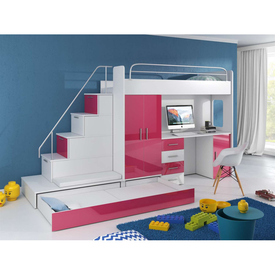 Łóżko piętrowe dziecięce RAJ 5 wysoki połysk