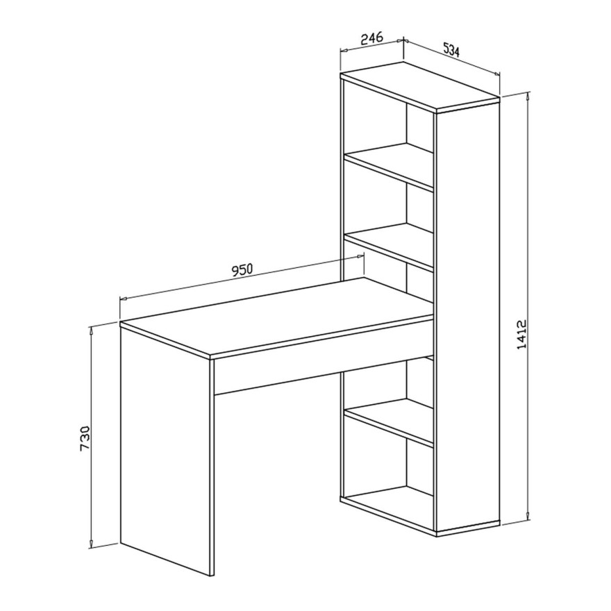 Biurko ATRIUM z regałem biały mat