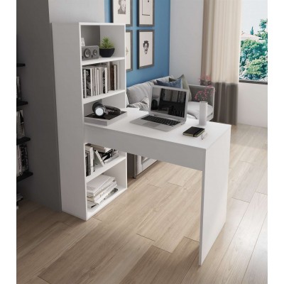 Biurko ATRIUM z regałem biały mat