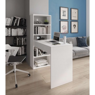 Biurko ATRIUM z regałem biały mat