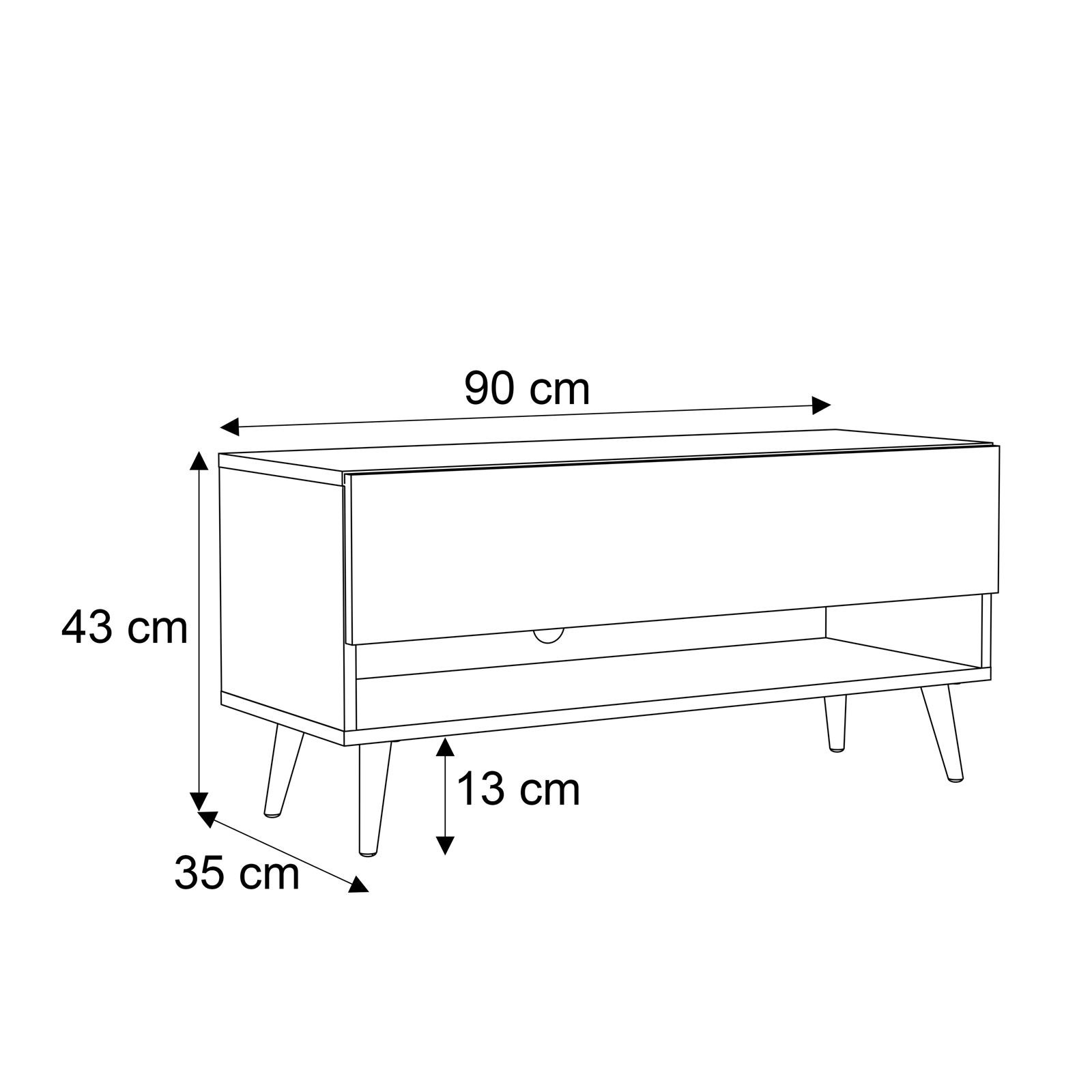 Szafka RTV CALANTE 90 cm na nóżkach z oświetleniem LED