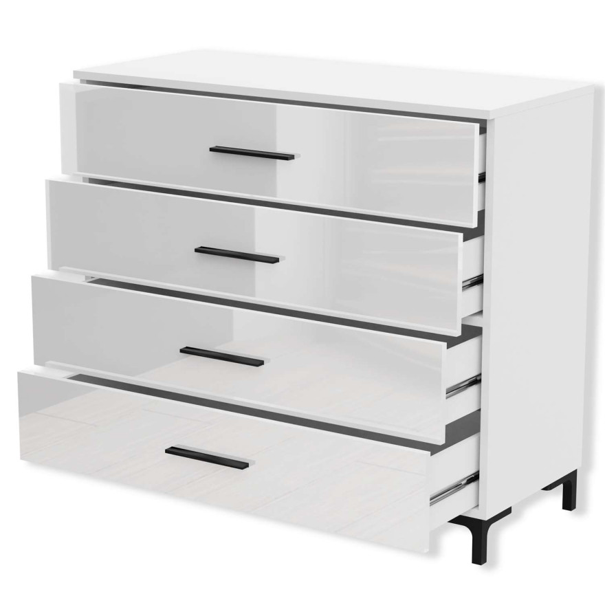 Komoda LINA czarne uchwyty nóżki LED Komoda LINA czarne uchwyty nóżki LED