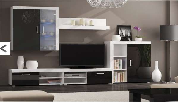 Komplet mebli, meblościanka GAMMA - wysoki połysk + LED GRATIS!