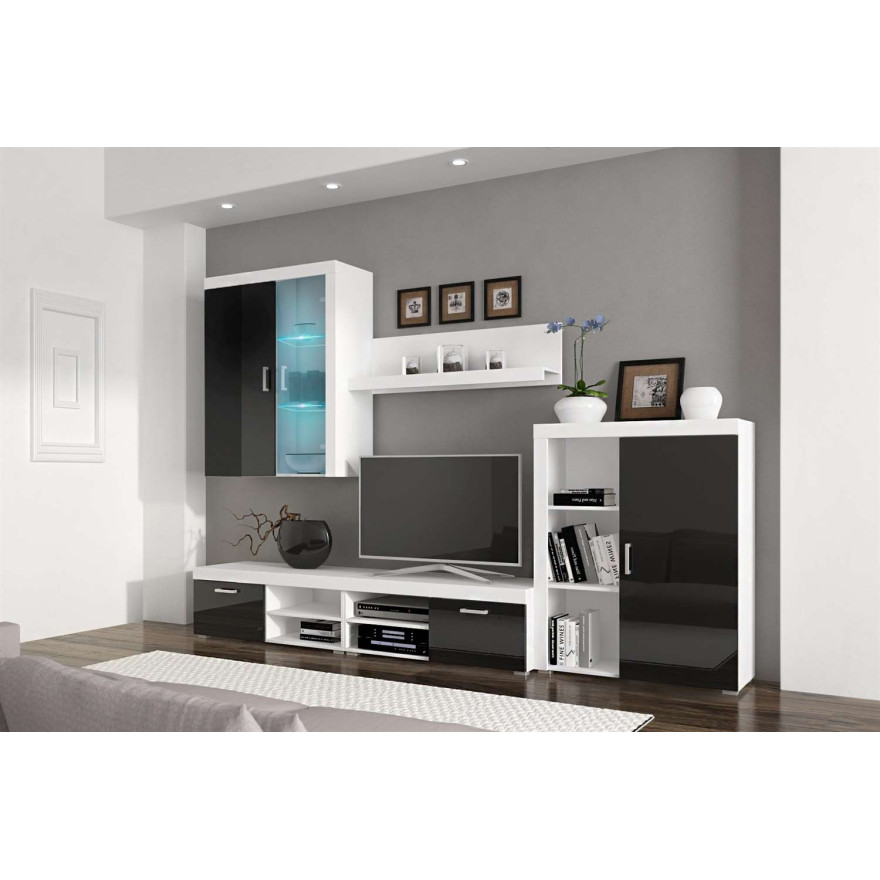 Komplet mebli, meblościanka GAMMA - wysoki połysk + LED GRATIS!