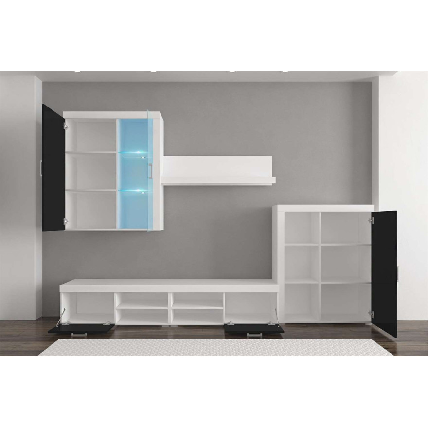 Komplet mebli, meblościanka GAMMA - wysoki połysk + LED GRATIS!