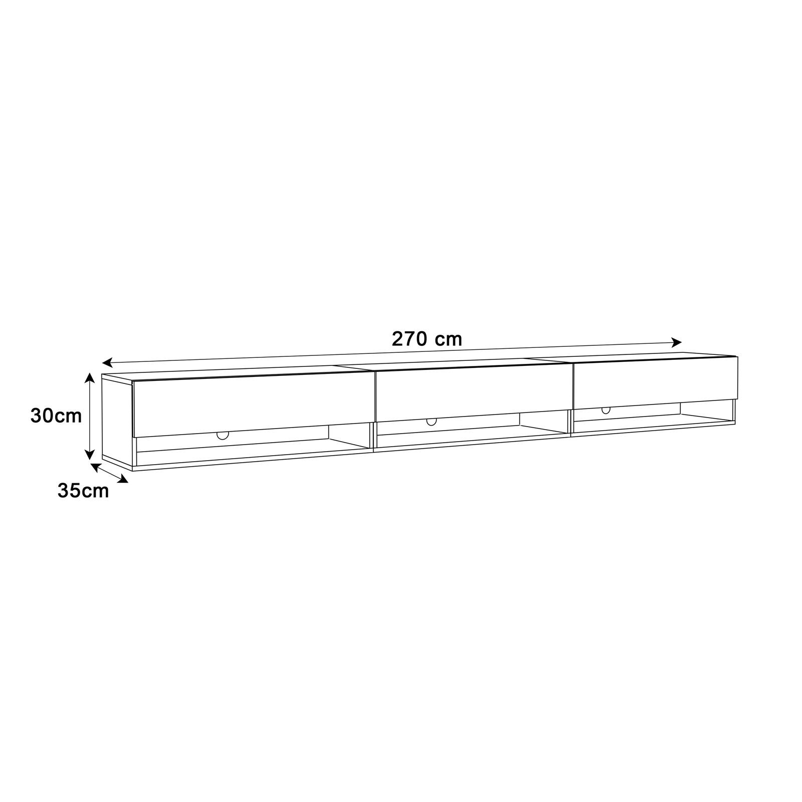 Szafka wisząca RTV CALANTE LOFT 270 cm