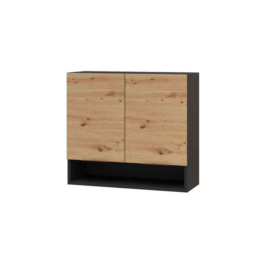 Kuchnia ELINA z blatem dąb artisan czarne wstawkI