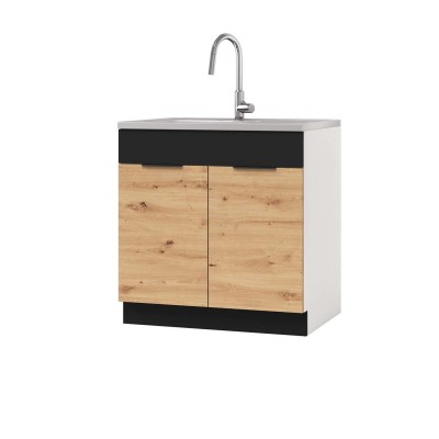 Kuchnia ELINA z blatem dąb artisan czarne wstawkI