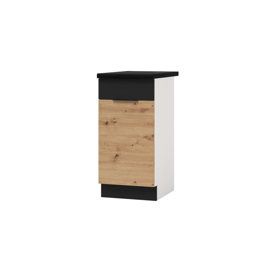 Kuchnia ELINA z blatem dąb artisan czarne wstawkI