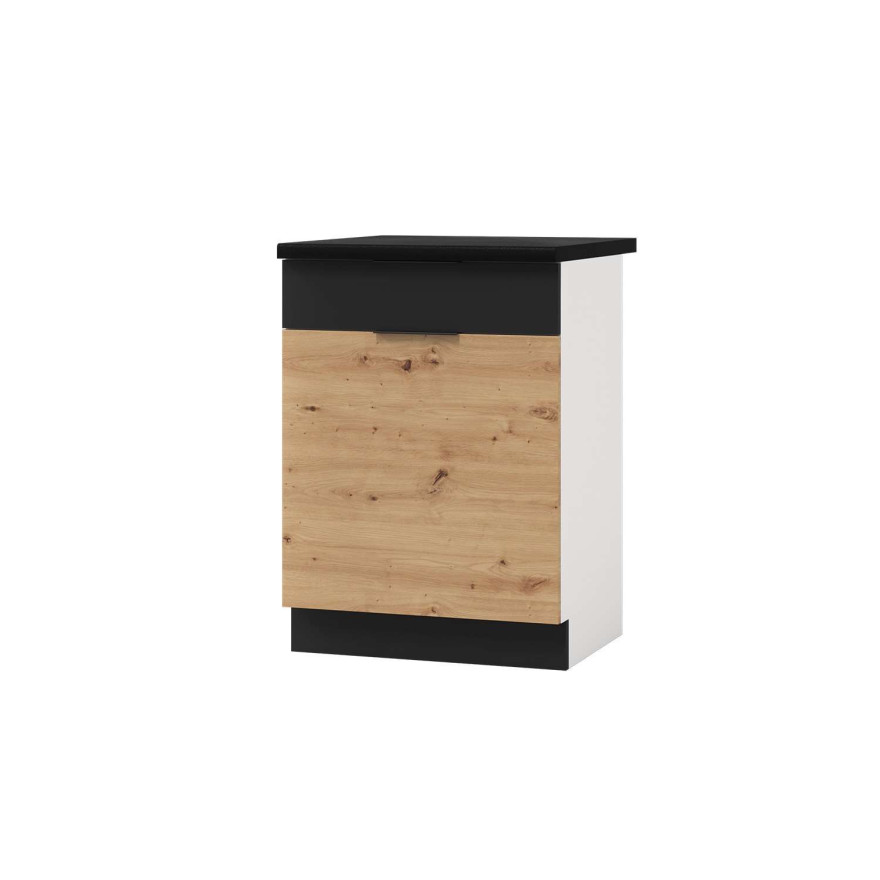 Kuchnia ELINA z blatem dąb artisan czarne wstawkI