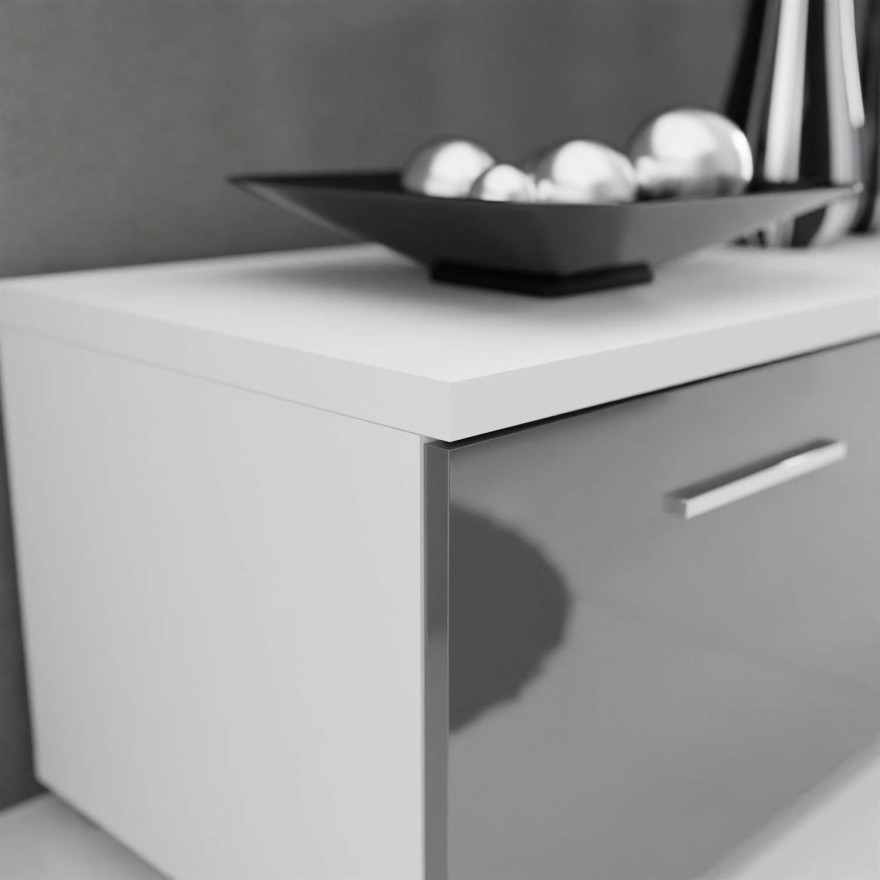 Meblościanka BETA SZARY wysoki połysk LED