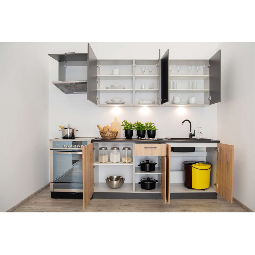 Szafka kuchenna dolna KLARA D60 pod płytę grzewczą grafit dąb artisan