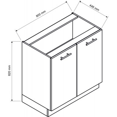 Szafka kuchenna dolna KLARA D80 grafit dąb artisan