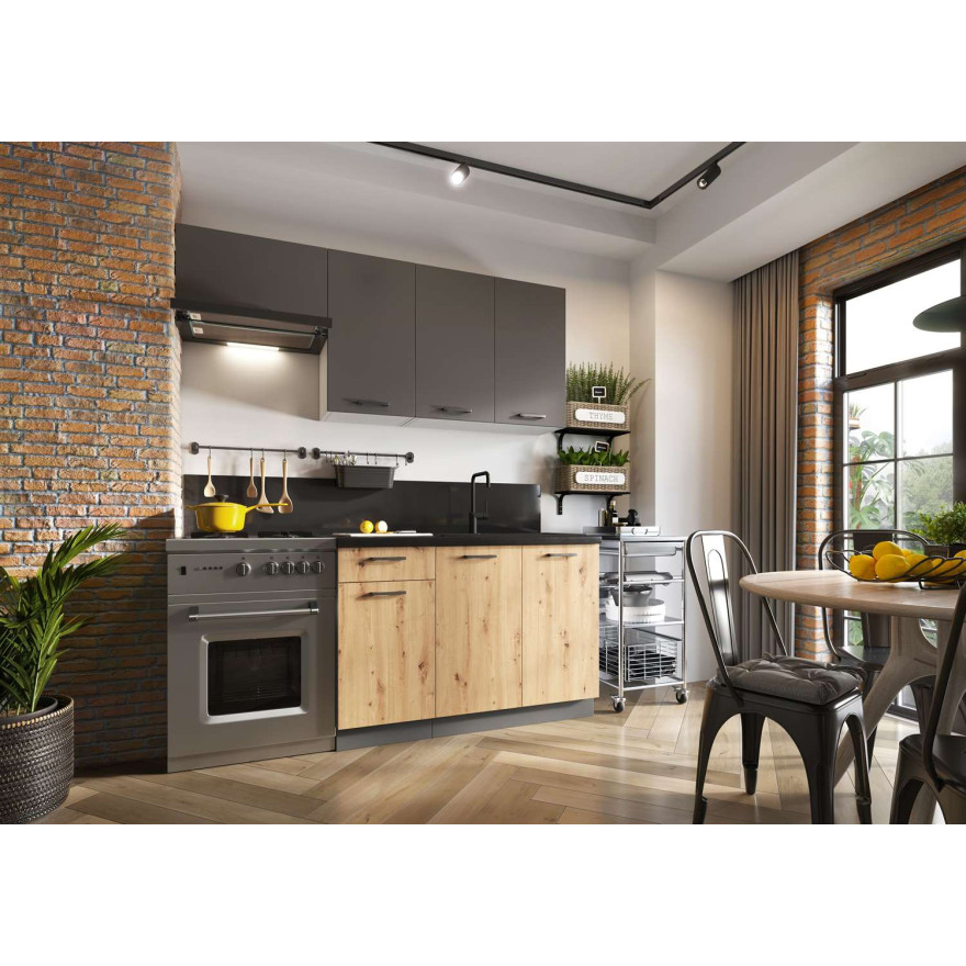 Szafka kuchenna wysoka KLARA D60PK grafit dąb artisan Szafka kuchenna wysoka KLARA D60PK grafit dąb artisan