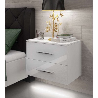 Stolik nocny LINA II podwieszany + LED, wysoki połysk