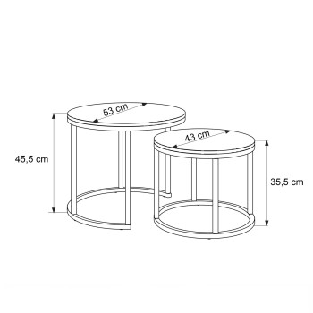 Zestaw okrągłych stolików kawowych 2w1 OASIS