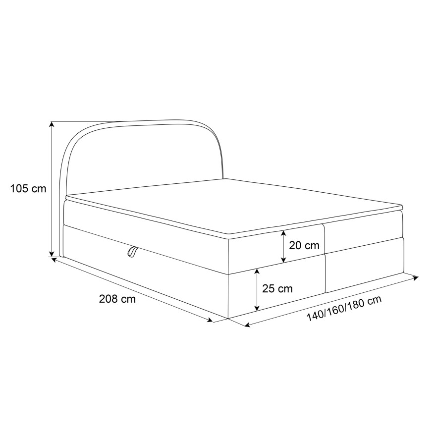 Łóżko kontynentalne ALLURE z pojemnikiem na pościel