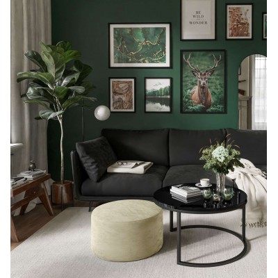 Okrągła ława CIRI 2w1 z pufą połysk Okrągła ława CIRI 2w1 z pufą połysk