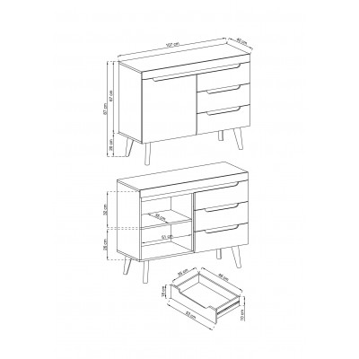 Komoda NORDICA 107 - wysoki połysk