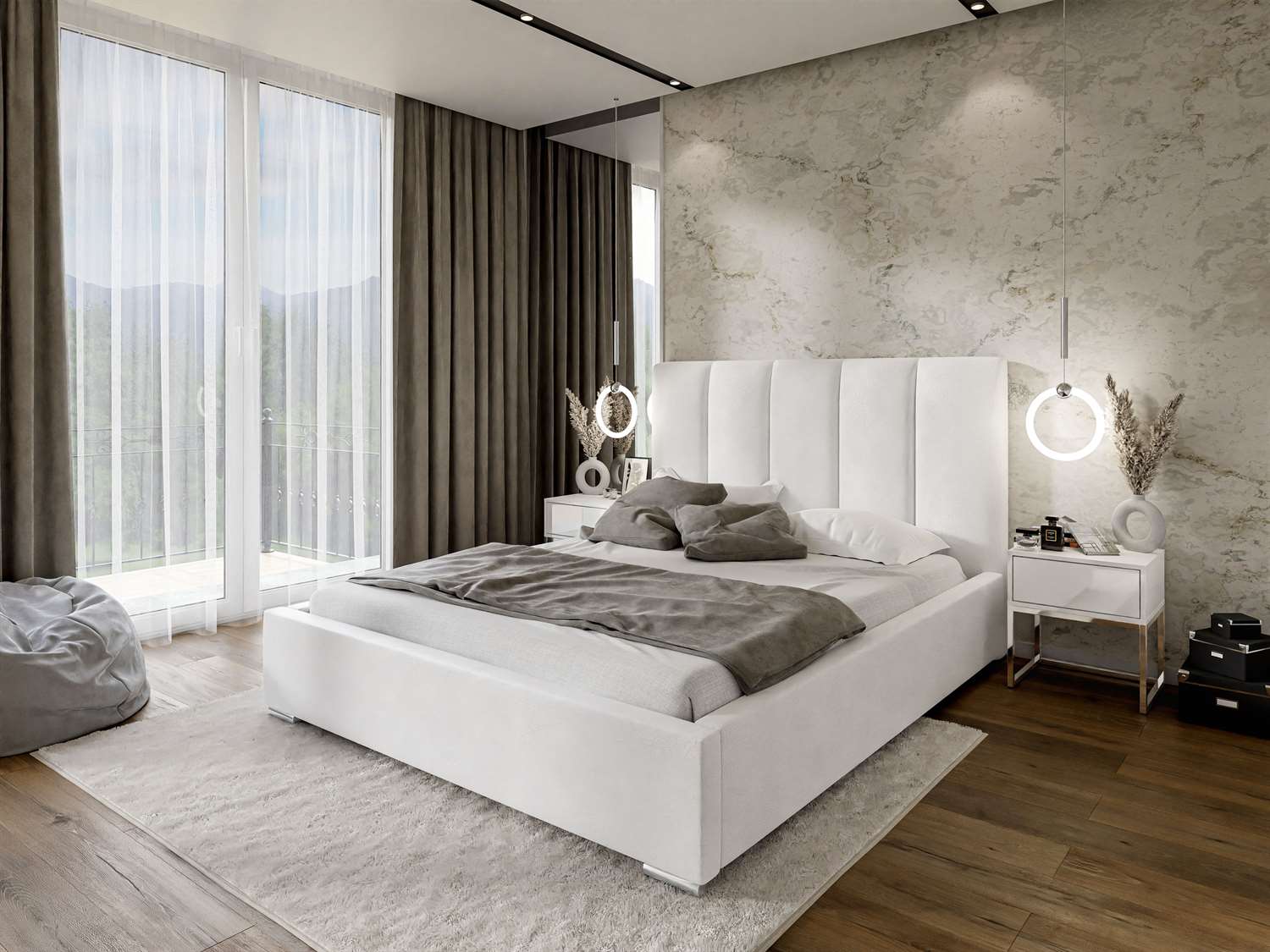Łóżko tapicerowane SALOME wysoki zagłówek