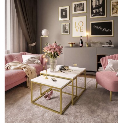 Ława 2w1 YOSHI LEVANTO stolik kawowy złoty mat