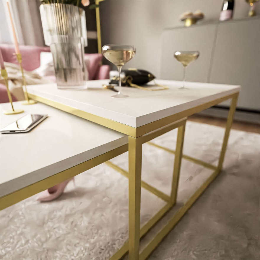 Ława 2w1 YOSHI LEVANTO stolik kawowy złoty mat