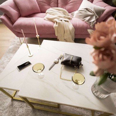 Ława 2w1 YOSHI LEVANTO stolik kawowy złoty mat