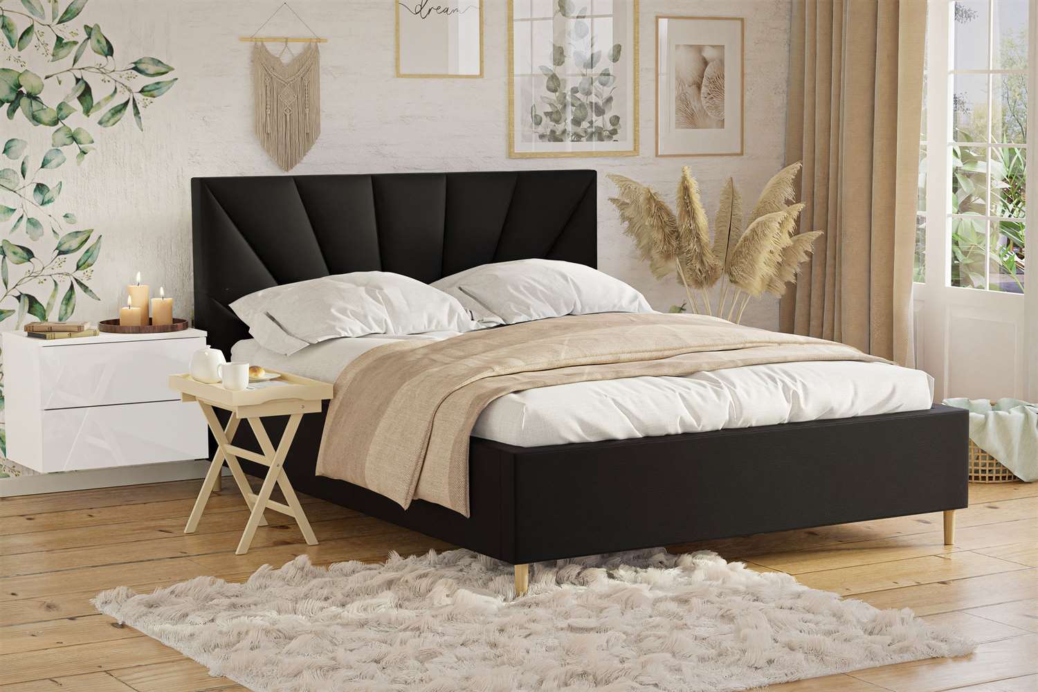 Łóżko tapicerowane AINA z pojemnikiem Madryt 9100