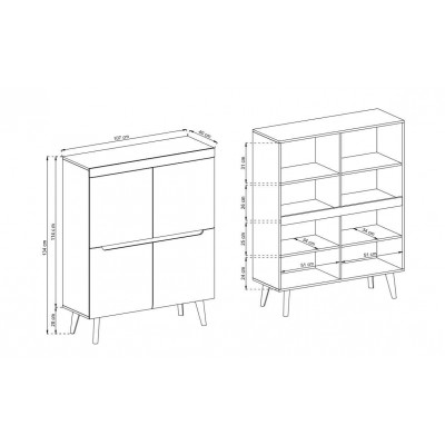 Komoda NORDICA 4 drzwiowa - wysoki połysk Komoda NORDICA 4 drzwiowa - wysoki połysk