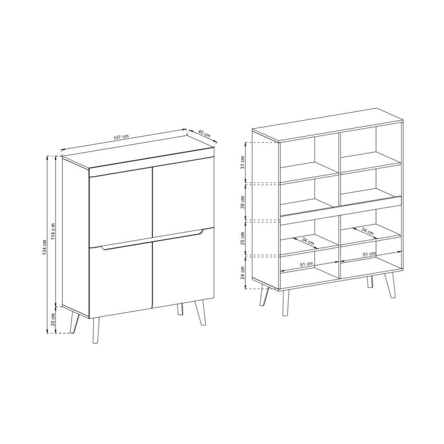 Komoda NORDICA 4 drzwiowa - wysoki połysk Komoda NORDICA 4 drzwiowa - wysoki połysk