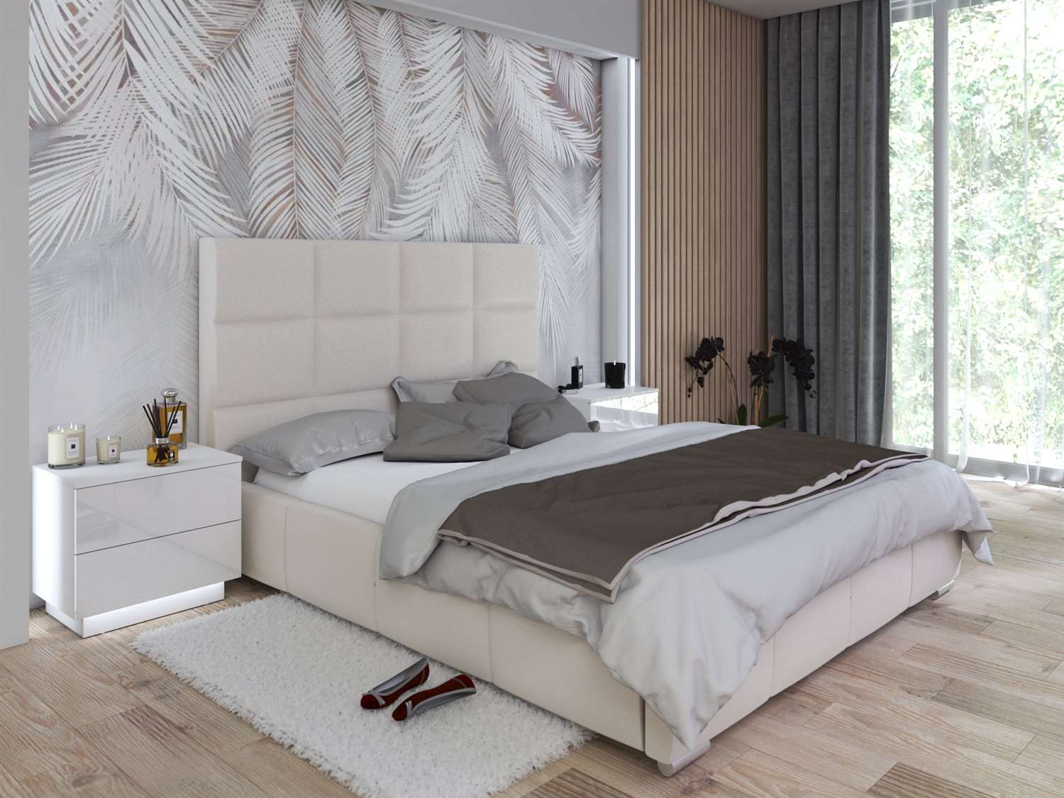 Łóżko tapicerowane SARA wysoki zagłówek 120/140/160/180x200 cm