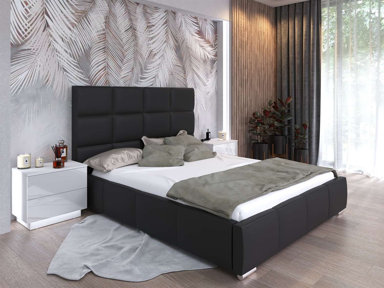 Łóżko tapicerowane SARA wysoki zagłówek 120/140/160/180x200 cm