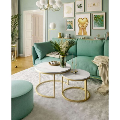 Okrągły stolik kawowy CIRI 2w1 LEVANTO złoty mat Okrągły stolik kawowy CIRI 2w1 LEVANTO złoty mat