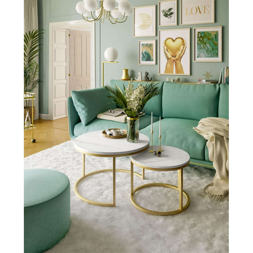 Okrągły stolik kawowy CIRI 2w1 LEVANTO złoty mat Okrągły stolik kawowy CIRI 2w1 LEVANTO złoty mat