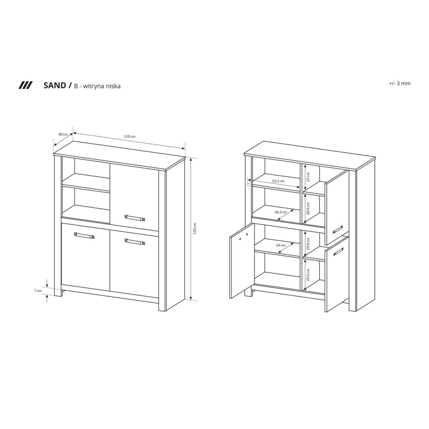 Witryna niska SANDI 110 cm Witryna niska SANDI 110 cm