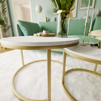 Okrągły stolik kawowy CIRI 2w1 LEVANTO złoty mat Okrągły stolik kawowy CIRI 2w1 LEVANTO złoty mat