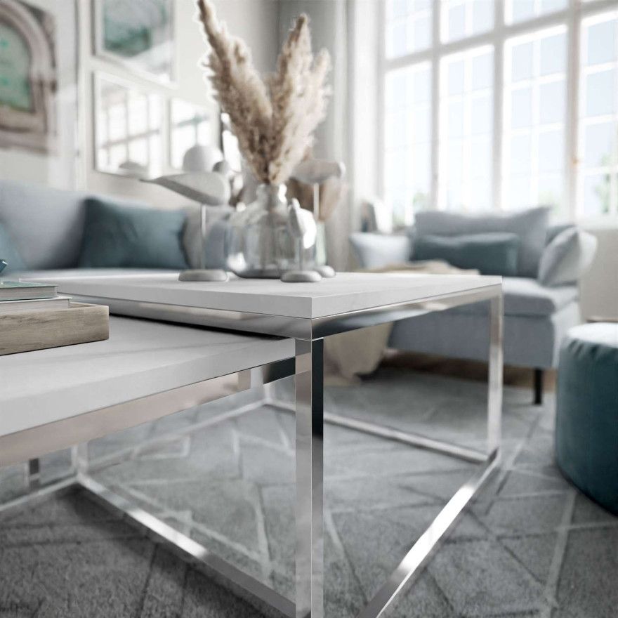 Stolik kawowy ława YOSHI 2w1 LEVANTO stelaż chromowany