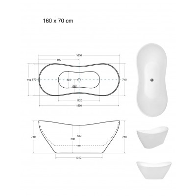 Wanna wolnostojąca LIVIA II czarno-biała