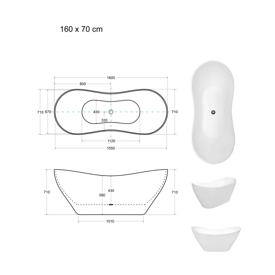 Wanna wolnostojąca LIVIA II czarno-biała