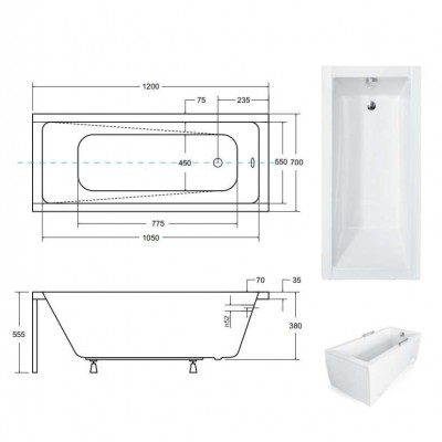Wanna prostokątna MODERNA